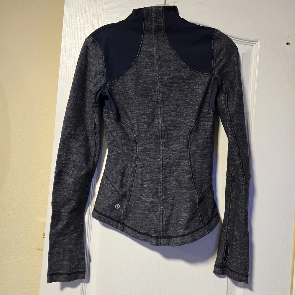 LULULEMON Size 4 Forme Slub Denim Inkwell Blue Full Zip Luon Athletic Jacket